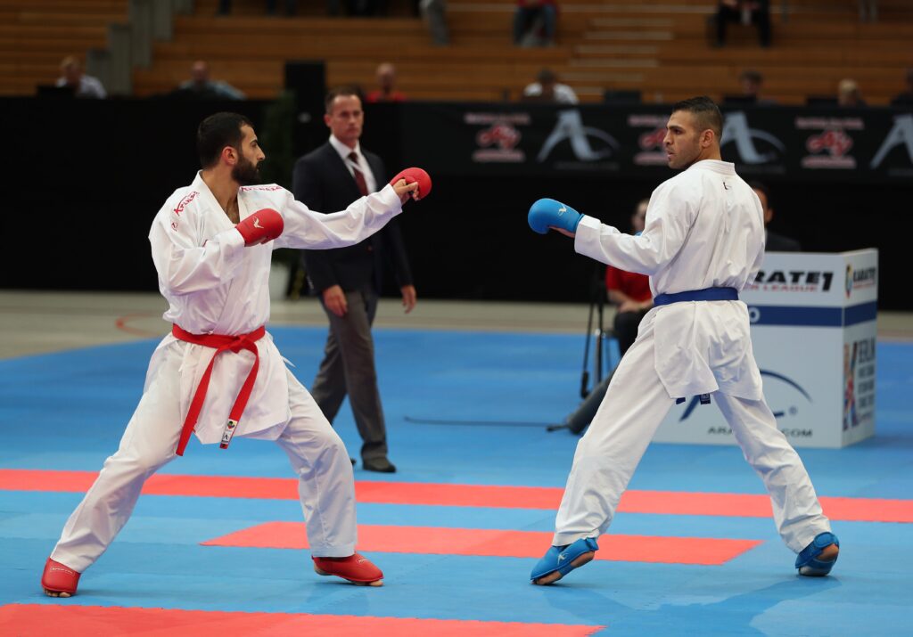 Karate kumite fighters competing at K1 Premier League Berlin