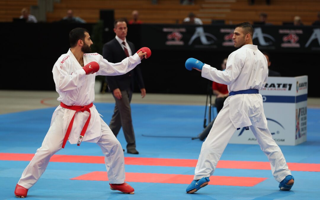 Karate kumite fighters competing at K1 Premier League Berlin